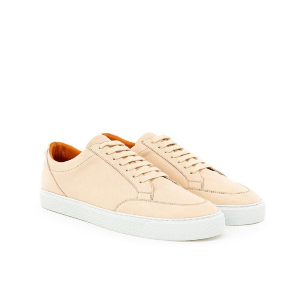 $540 Burberry Powder Cream Leather Low Top Lace Up Sneakers Size 8.5/38.5